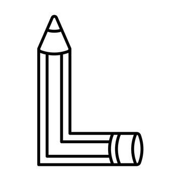 L letter pencil font, linear font.