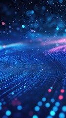 Poster - Vibrant abstract background with glowing dots and flowing lines, creating a futuristic digital atmosphere.