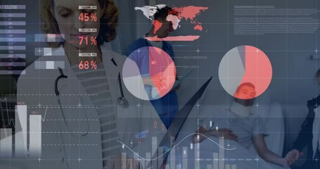 Poster - Animation of financial data processing over diverse doctors and male patient