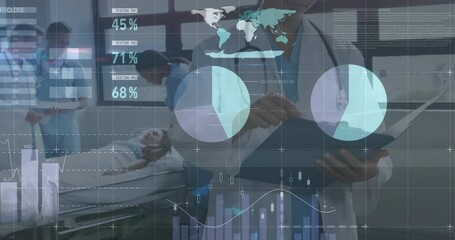 Poster - Animation of financial data processing over diverse doctors and female patient