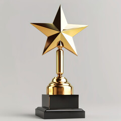 3D render of a golden star trophy 