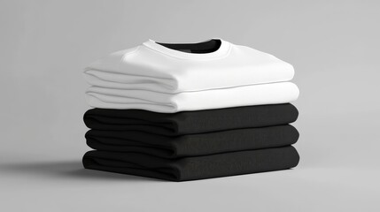 Wall Mural - A stack of folded white and black sweatshirts.