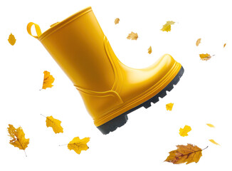 Canvas Print - PNG Yellow boot autumn leaves floating