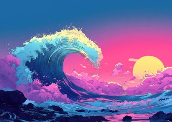 Poster - Digital wave 2D cartoon graphic design