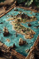 Poster - 3D Illustration of a Map