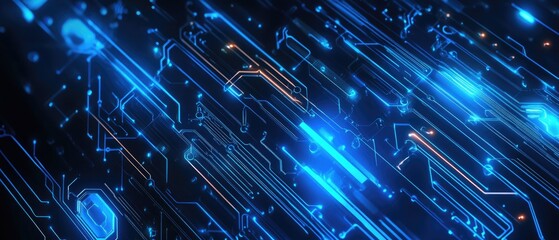 Poster - Futuristic background featuring blue cyber circuit technology design