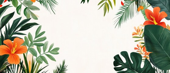 Poster - Floral plant frame design illustration on a white backdrop