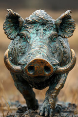 Poster - A bronze warthog with emerald tusks,