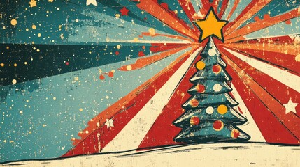 Wall Mural - Cute Christmas Tree Illustration for Holiday Coloring Activity