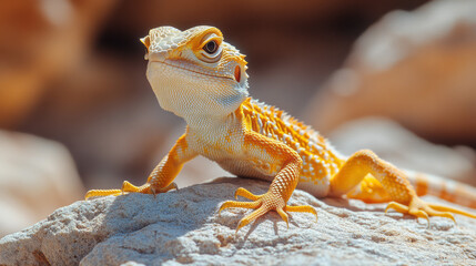 Aufkleber - A gold and opal lizard sunning on a rock,
