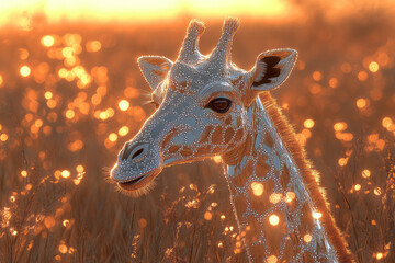 Poster - A platinum giraffe with diamond spots,