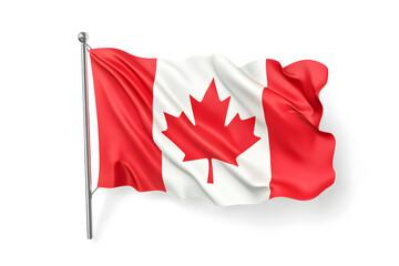 Wall Mural - Wavy flag of Canada, isolated on white background