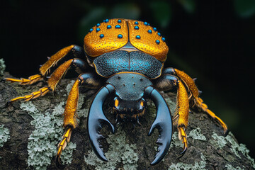 Aufkleber - A gold-leafed stag beetle with sapphire-studded pincers,