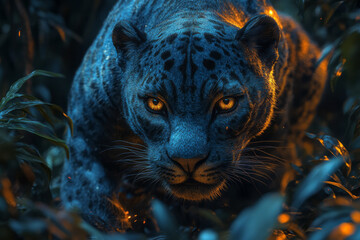 Aufkleber - A platinum panther crouching stealthily,