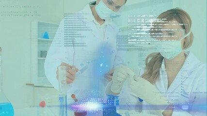 Poster - Animation of data processing over diverse female scientists working in lab
