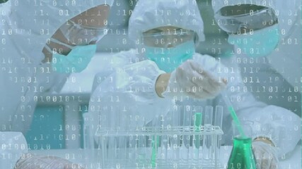 Poster - Animation of data processing over diverse scientists working in lab