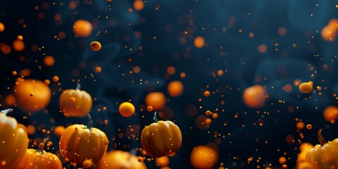 Sticker - Abstract background with Halloween pumpkins and dark background with illuminated area creating a light focus effect.