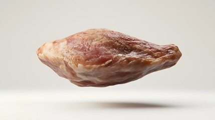 Wall Mural - 14. **A 3D render of a falling duck breast, its crispy skin and tender meat detailed against a pristine white surface