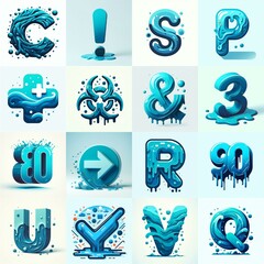 Wall Mural - Azure Lettering Typeface. AI generated illustration