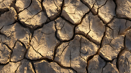 Wall Mural - Detailed Image of Cracked Dry Earth with Deep Fissures