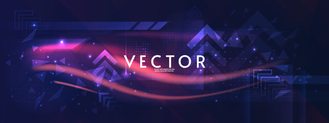 Poster - Horizontal tech background . Vector illustration. Futuristic abstract design for wallpaper, background, banner, invitation, preview, game, web.