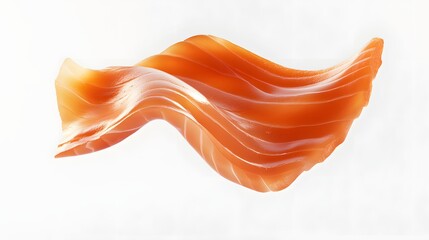 Canvas Print - 49. **A 3D render of a falling smoked salmon slice, its rich color and texture highlighted against a clean white backdrop