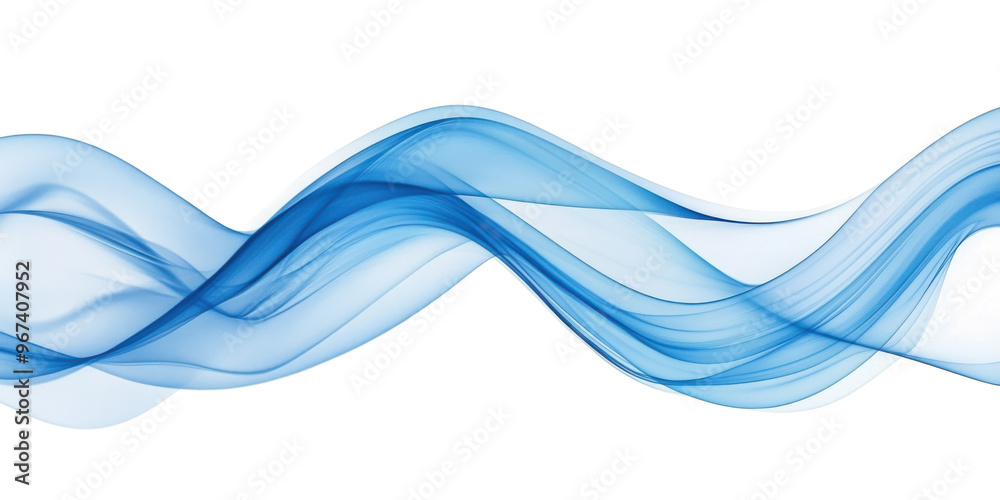 abstract blue wave curve isolated on transparent background, flowing ...