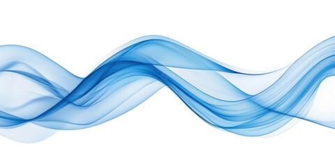 Canvas Print - abstract blue wave curve isolated on transparent background, flowing ribbon design, PNG