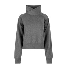 gray female sweatshirt with collar isolated on white background