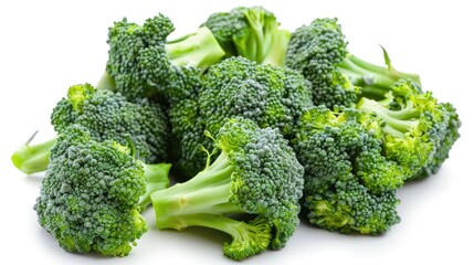 Wall Mural - Close up view of broccoli on a white background