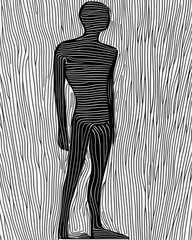 Poster - Line art illustration of a standing figure high resolution artwork