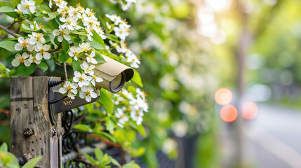 Security CCTV camera install on the fence for home security system