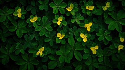 Canvas Print - Lush Green Foliage with Bright Yellow Flowers