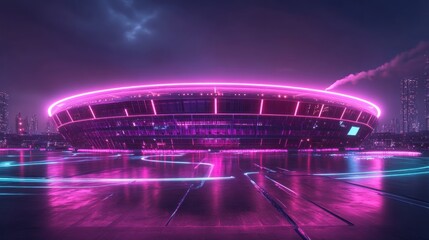 Sticker - Futuristic Arena Under Neon Lights