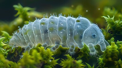 tardigrade in moss droplet, electron microscope view: an electron microscope captures the incredible