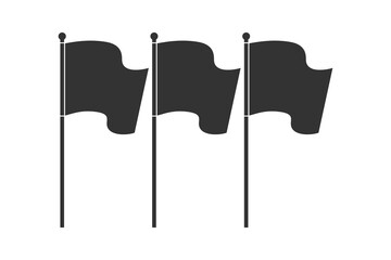 Wall Mural - Three flags abstract graphic icon. Waving flags on flagstaffs sign isolated on white background. Vector illustration