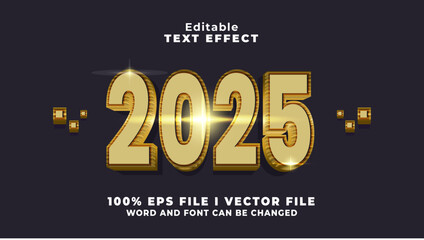 Poster - editable 3d gold 2025 text effect.typhography logo