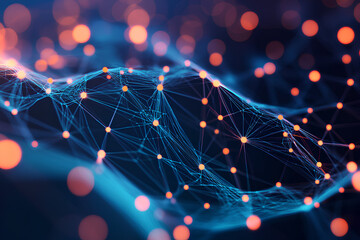 Poster - Abstract representation of interconnected nodes and lines, symbolizing data networks or technology.