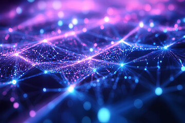Poster - Abstract digital network with glowing connections in vibrant colors.
