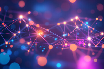 Poster - Abstract digital network illustration with glowing nodes and connections.
