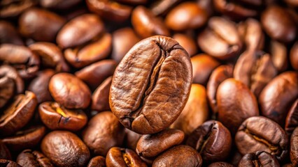 Wall Mural - Close-up of a single coffee bean just roasted, coffee, bean, roasted, coffee bean, close-up, fresh, close up, dark, texture, drink