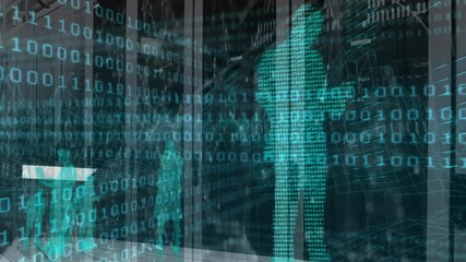 Poster - Animation of digital data processing and binary coding over computer servers
