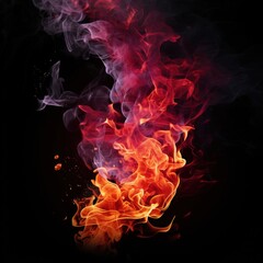 Canvas Print - Fiery orange flames rise.