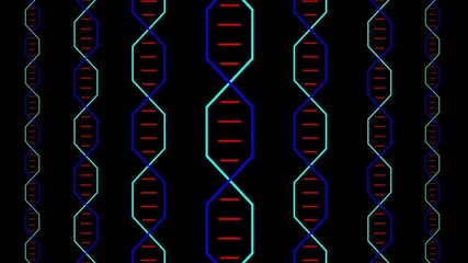 Poster - Animation of multi coloured dna strands spinning over black background
