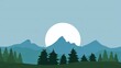 © Designer Khalifa - Flat vector landscape design with mountains and trees