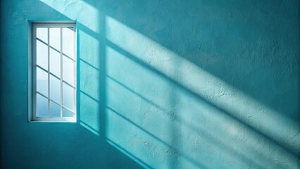 Wall Mural - Minimal abstract light blue background with shadows and light from windows on plaster wall , minimalist