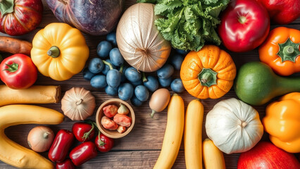 Wall Mural - Still Life with Colorful Vegetables and Fruits