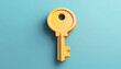 © Nim9ty  Pics - A modern and stylish golden key on a pastel blue background, symbolizing security and access.
