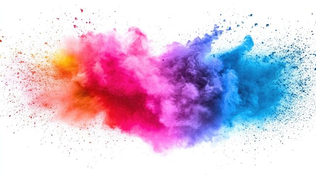 abstract powder splatted background. Colorful powder explosion on white background. Colored cloud. Colorful dust explode. Paint Holi