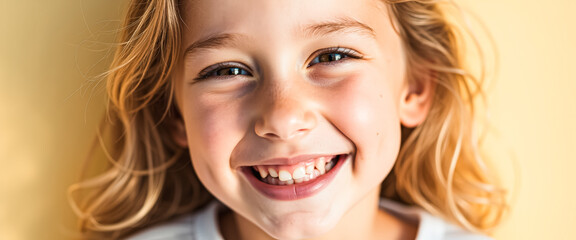 Canvas Print - Close-up portrait of a smiling girl with blonde hair